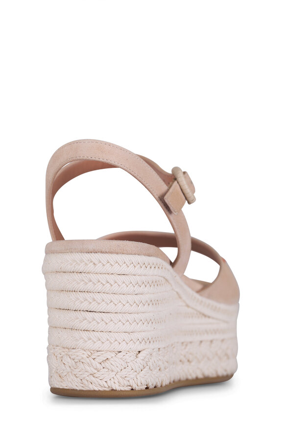 Santoni Vela Beige Suede Platform Wedge, 75mm - view 4