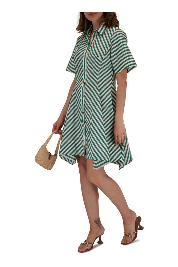 Lela Rose - Forest Striped Flare Hem Shirtdress