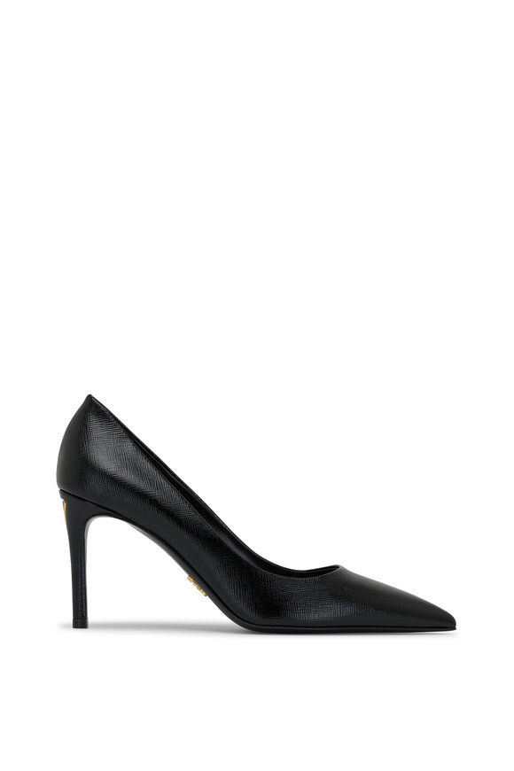 Prada - Black Triangle Logo Leather Pump, 85mm 