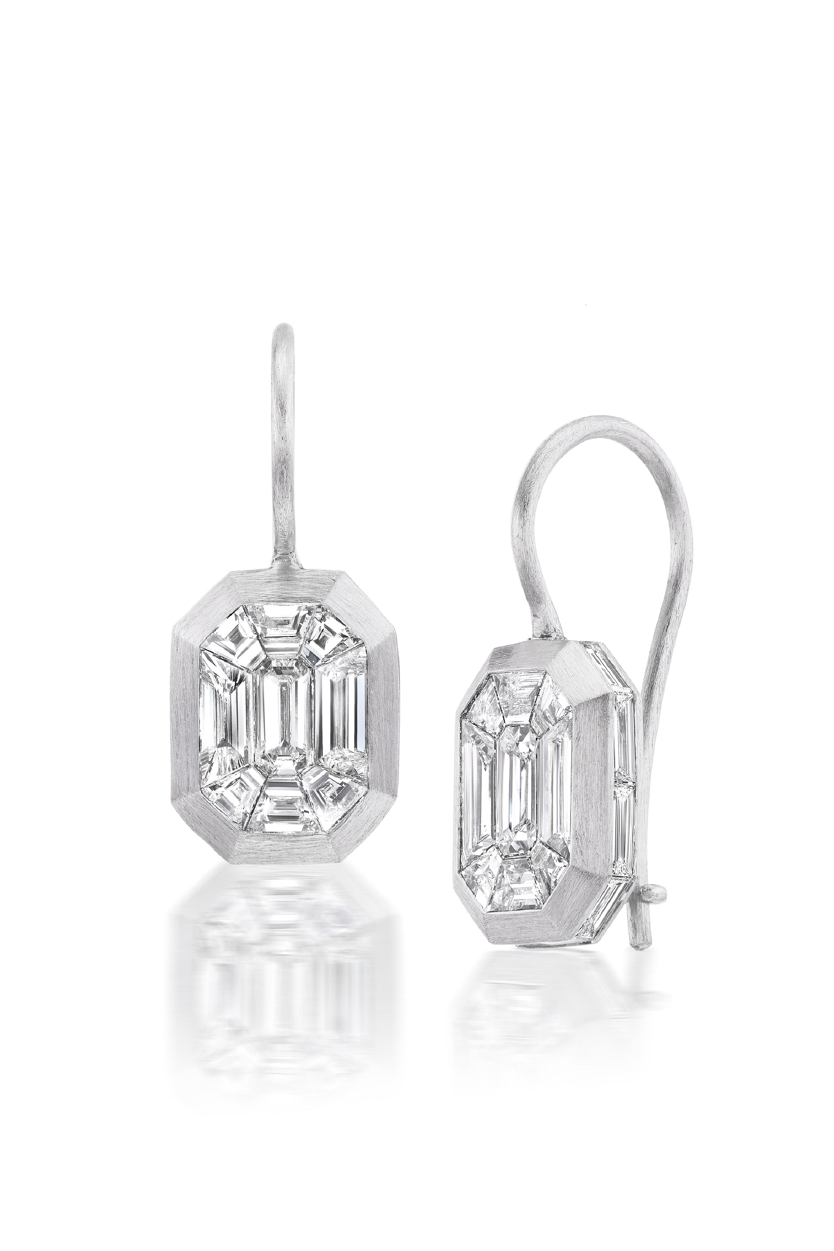 Nam Cho - 18k White Gold Diamond Mosaic Earring