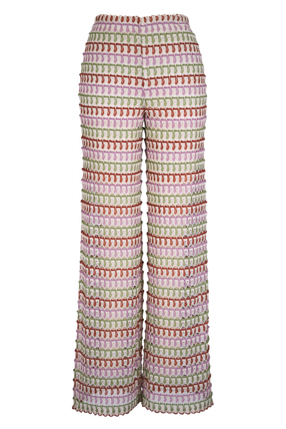 Veronica Beard Fatima Deep Ochre & Dove Multicolor Crochet Pant - view 1