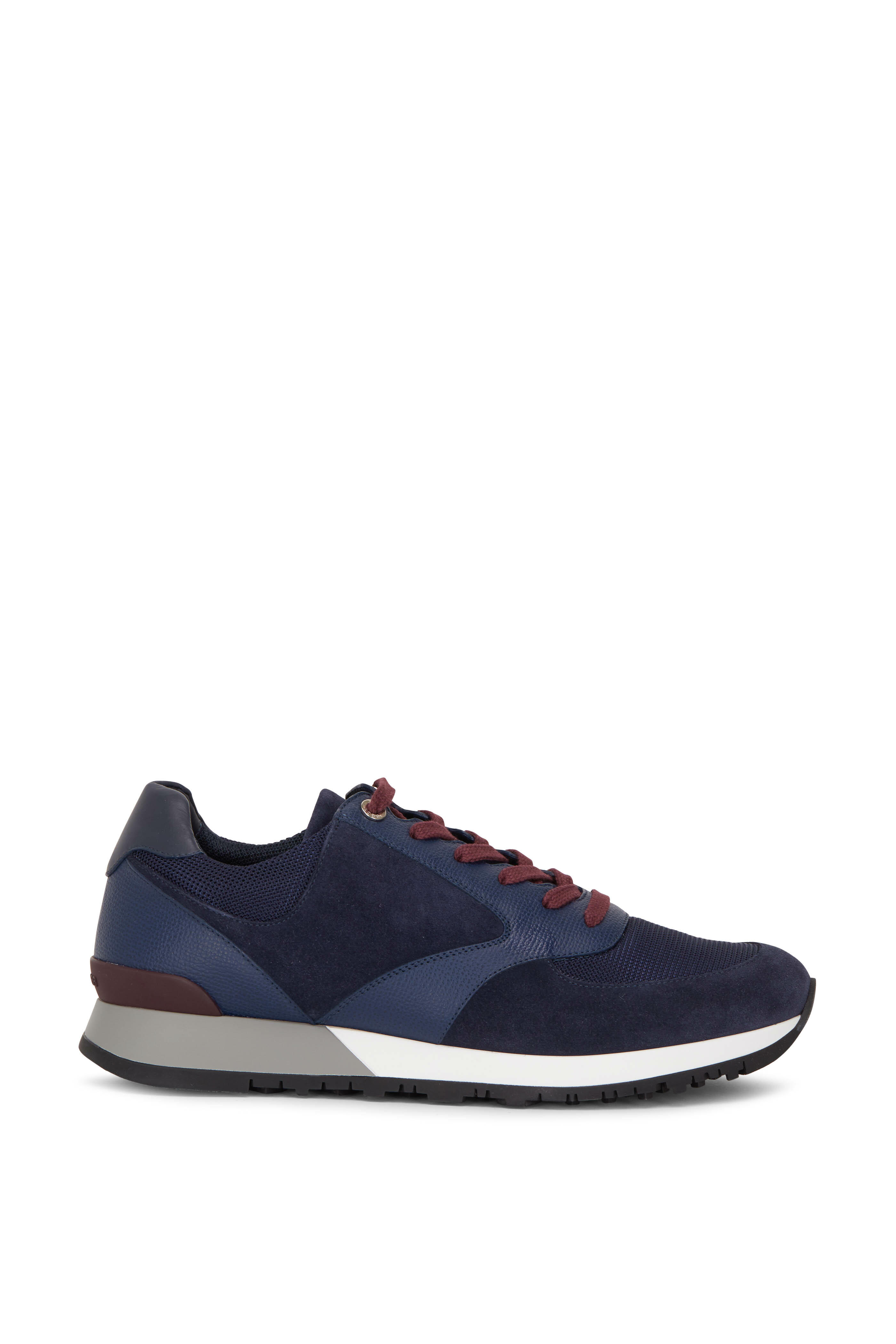 John Lobb - Foundry Navy Blue Suede, Leather & Mesh Trainer