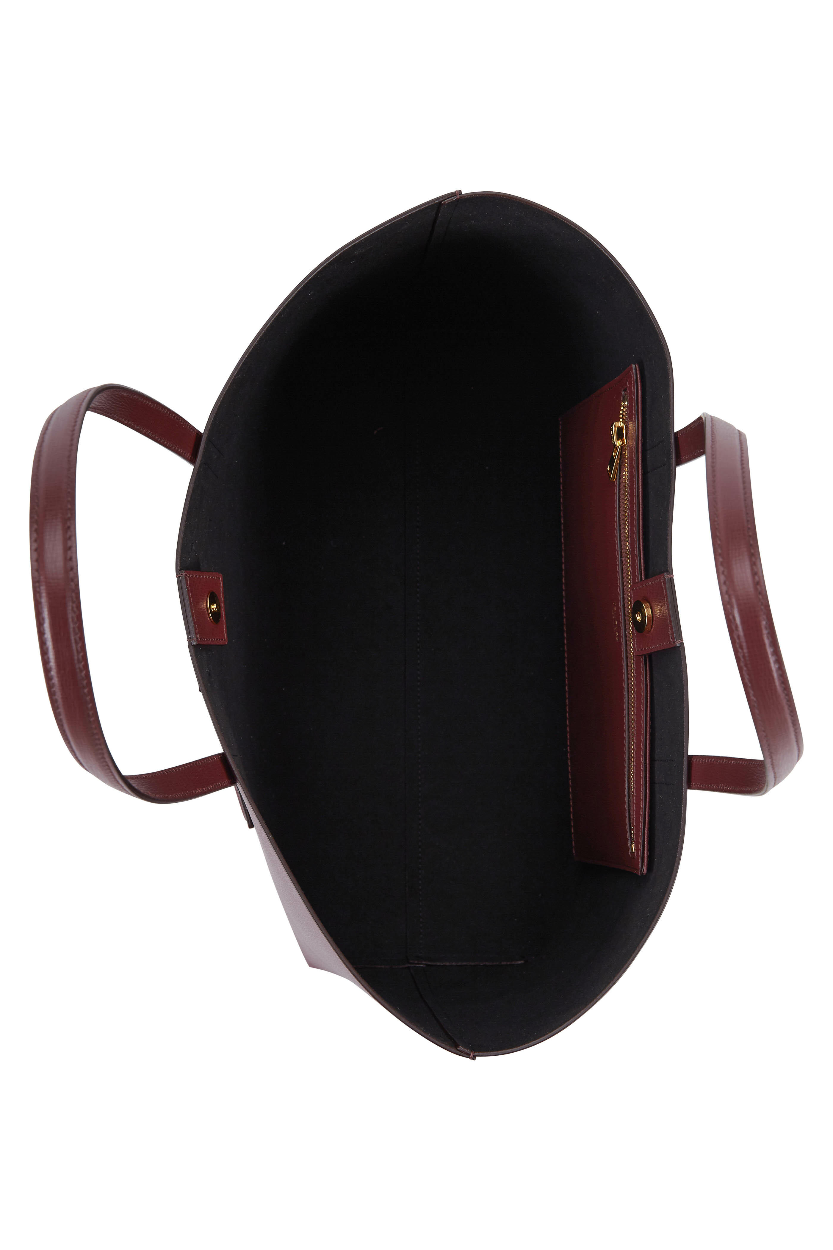 Tom Ford - Bordeaux Saffiano Leather Small T Tote