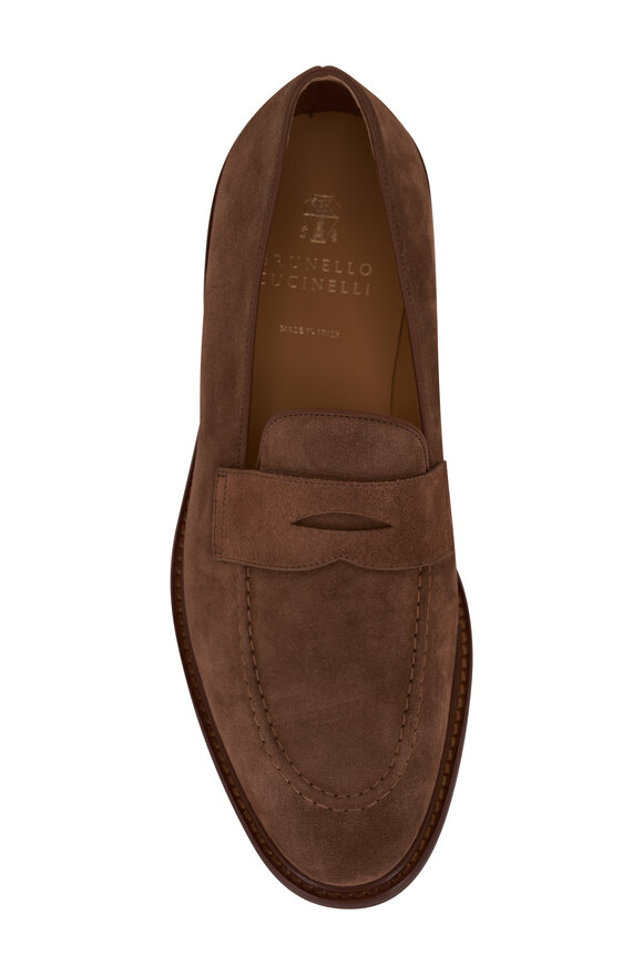 Brunello Cucinelli - Brown Suede Penny Loafer 