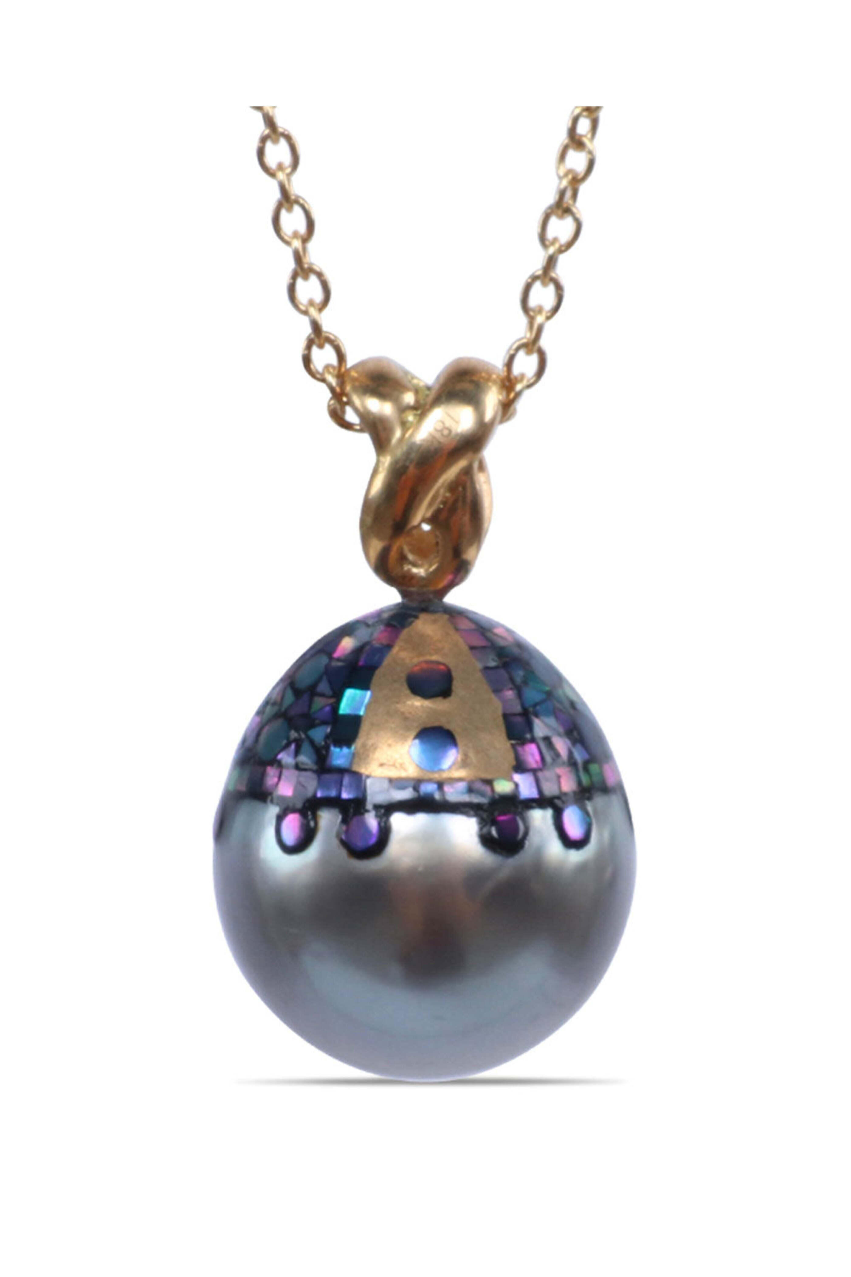 Ellen Hoffman - Tahiti Pearl Abalone and Shell Inlay Pendant