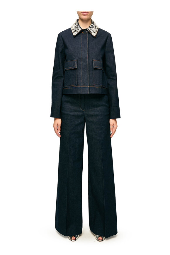 Veronica Beard Barrington Midnight Wash Embellished Denim Jacket - view 2