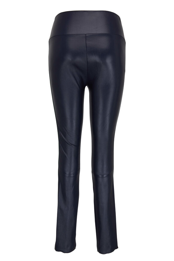 SPRWMN - Midnight & Green Striped Ankle Leather Legging