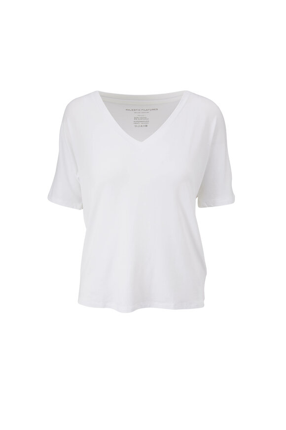 Majestic Blanc Superwashed Soft Touch V-Neck T-Shirt