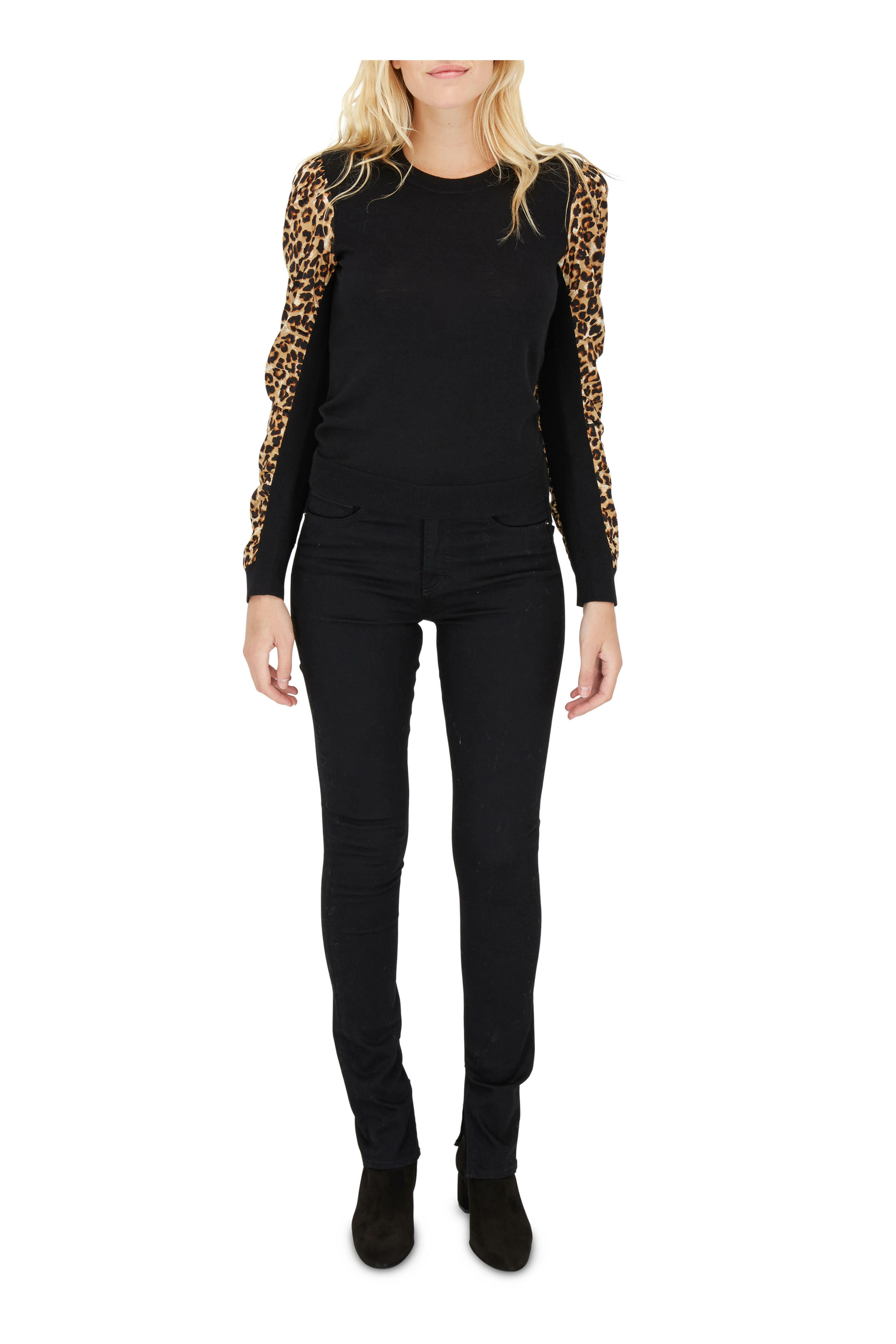 Veronica Beard - Kate Black High-Rise Split Hem Skinny Jean