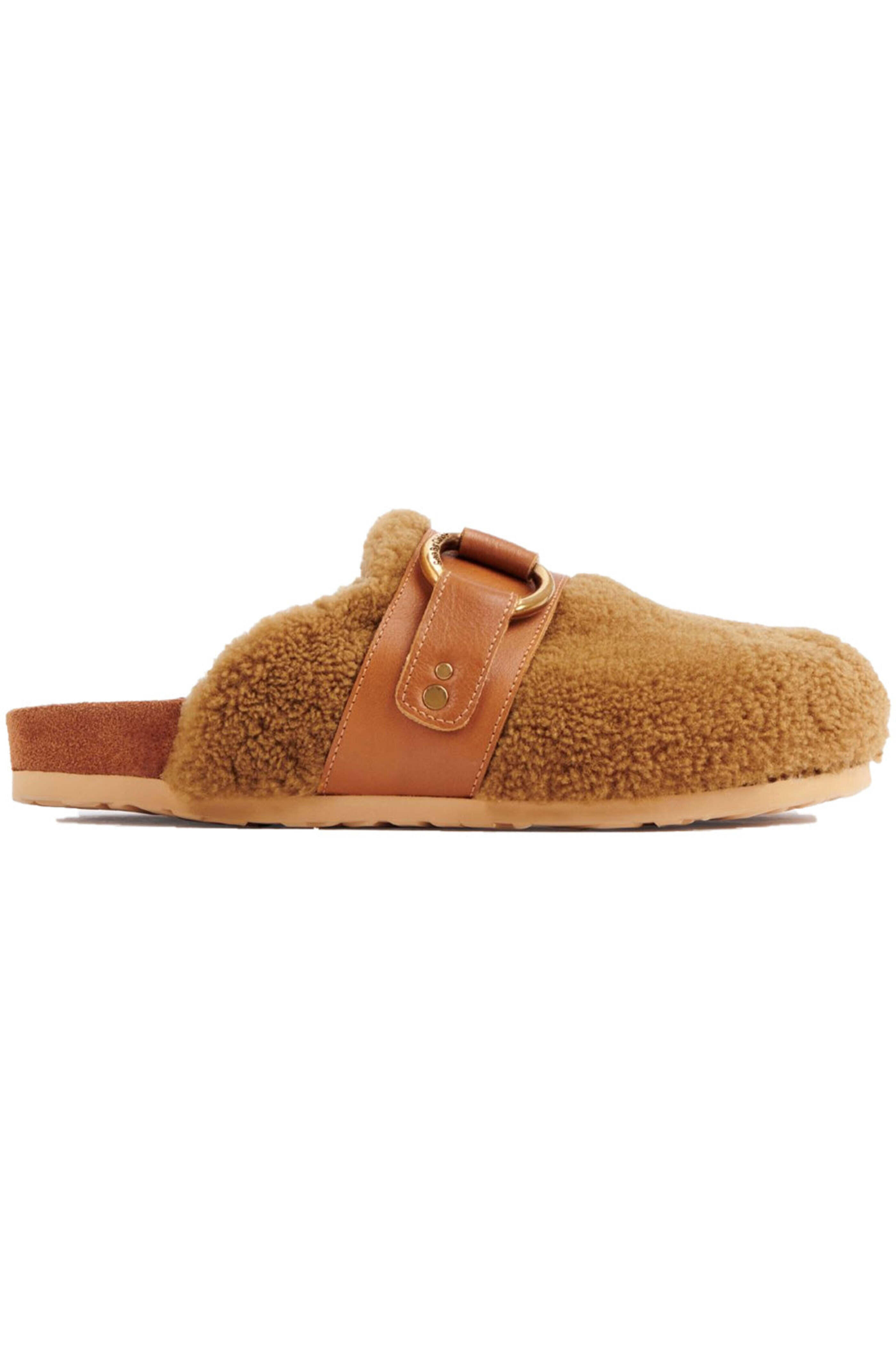 See by Chloé - Tan Gema Flat Shearling Mule