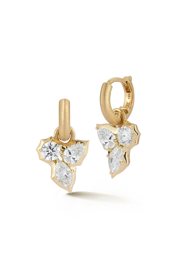 Jade Trau 18k Yellow Gold Poppy Cluster Huggies