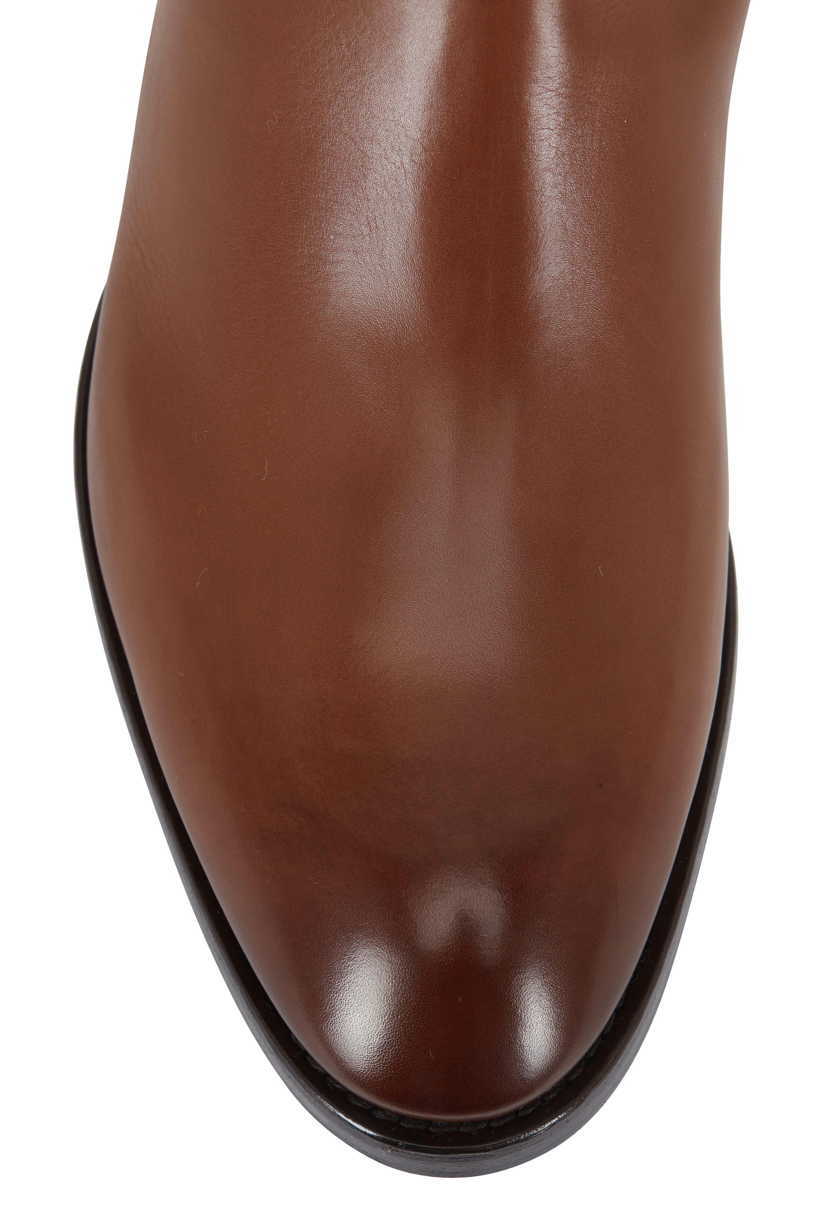 Santoni - Marlene Cognac Leather Tall Slouchy Boot