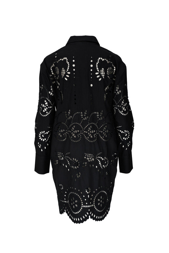 Nili Lotan - Mathilde Black Embroidered Poplin Dress