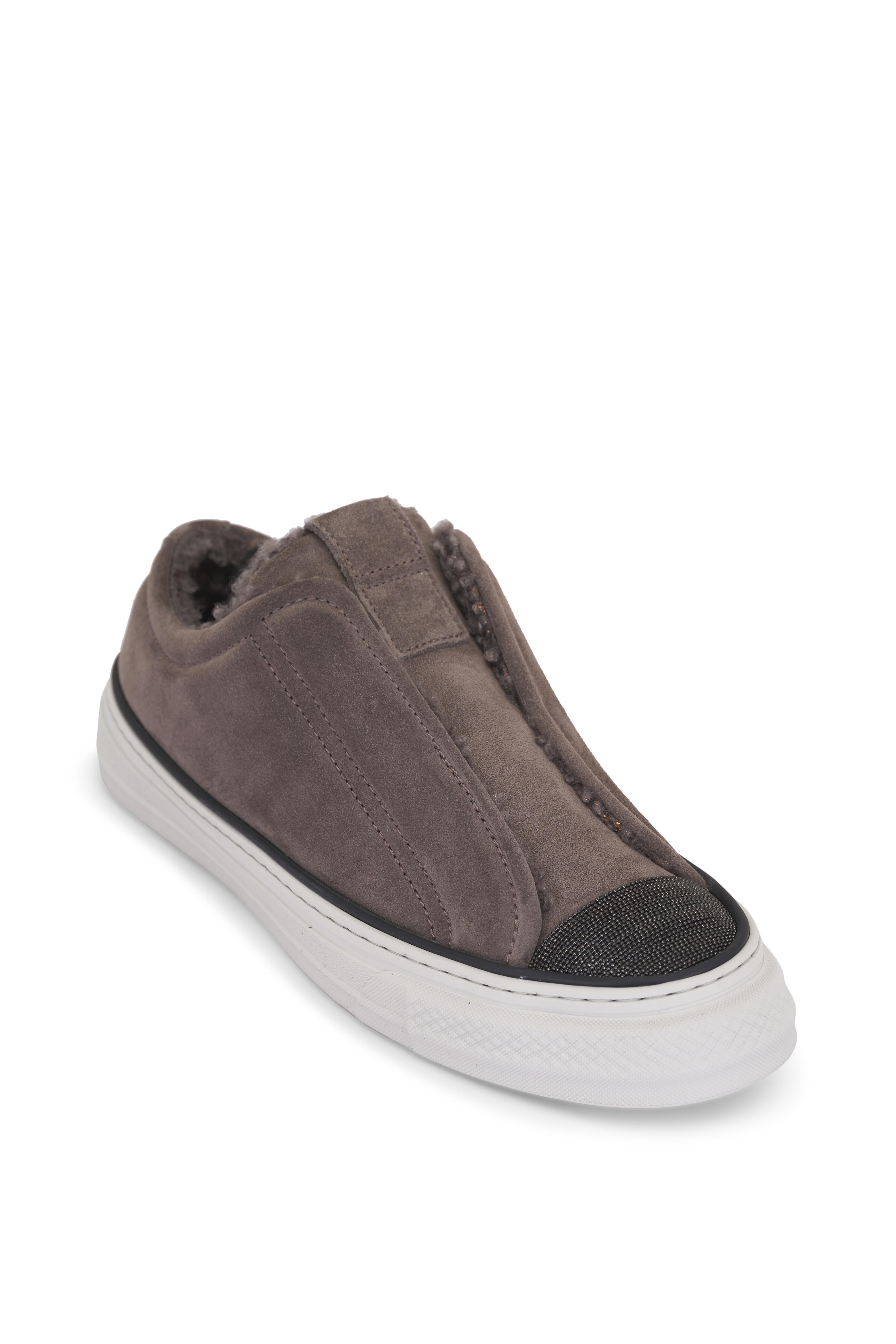 BRUNELLO CUCINELLI モニーレブラック BRUNELLO CUCINELLI Leather-Trimmed Stretch-Knit Sneakers for