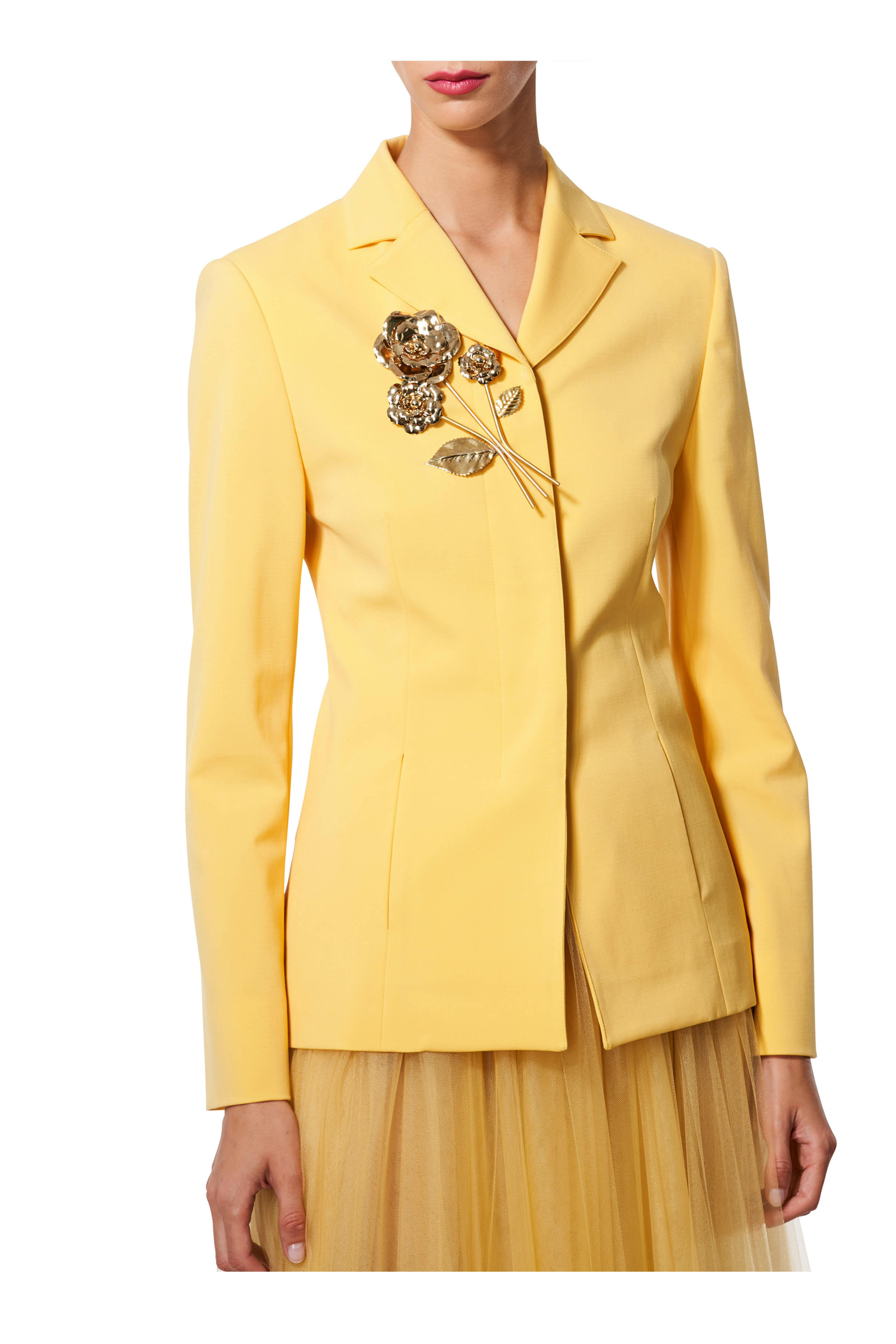 Carolina Herrera - Tailored Yellow Stretch Wool Jacket
