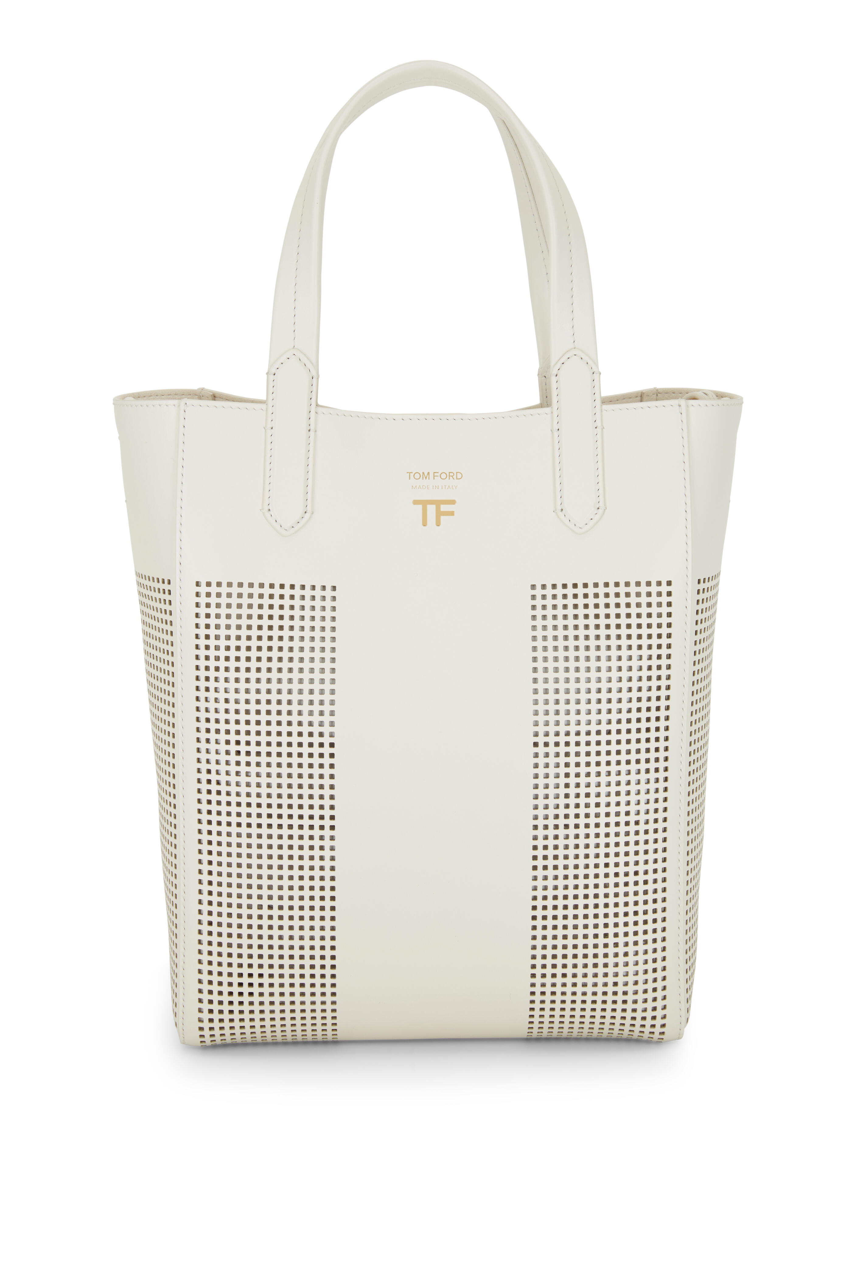 Tom Ford - Chalk Perforated Leather North South Tote