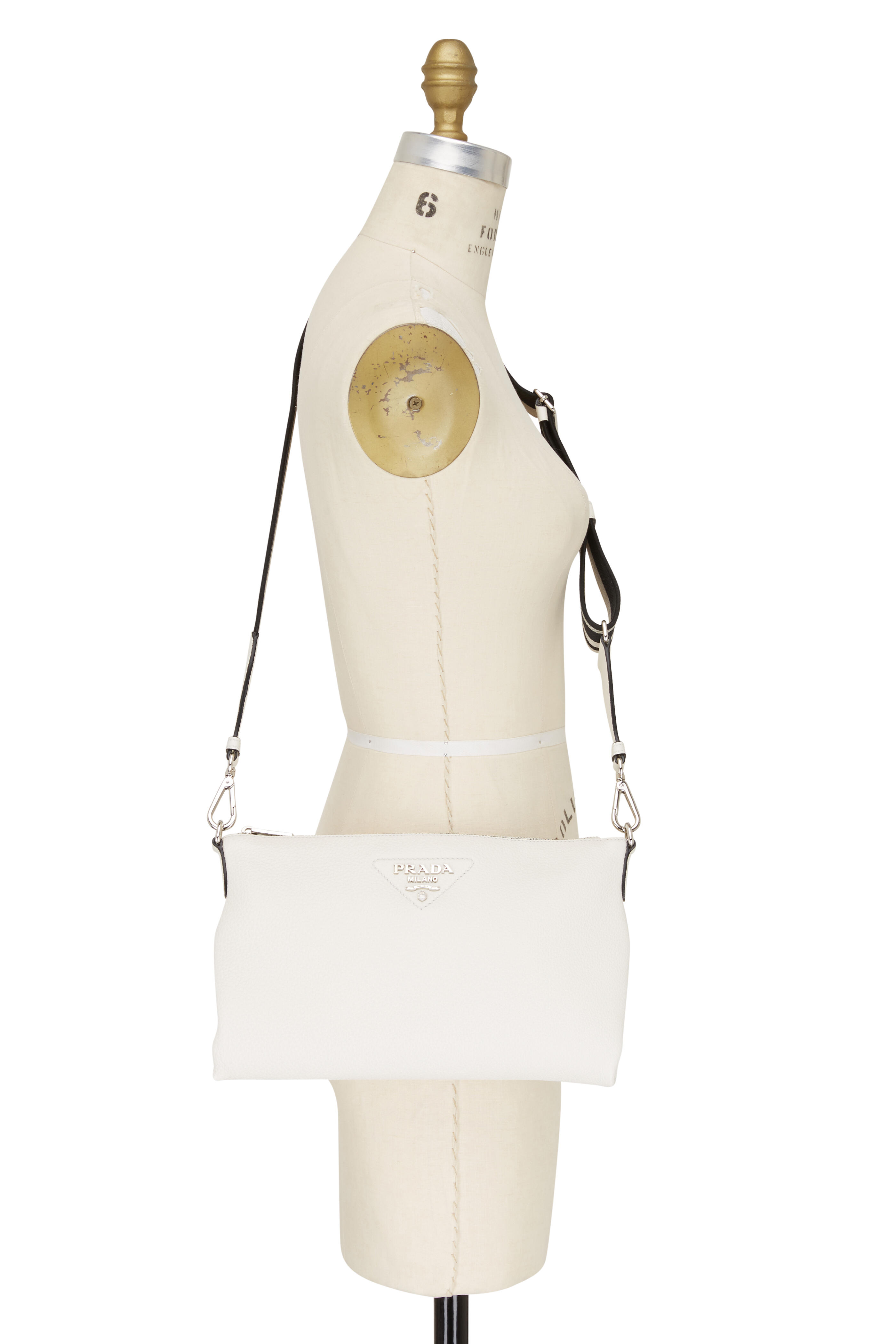 Prada - Vitello Diana White Leather Slim Shoulder Bag