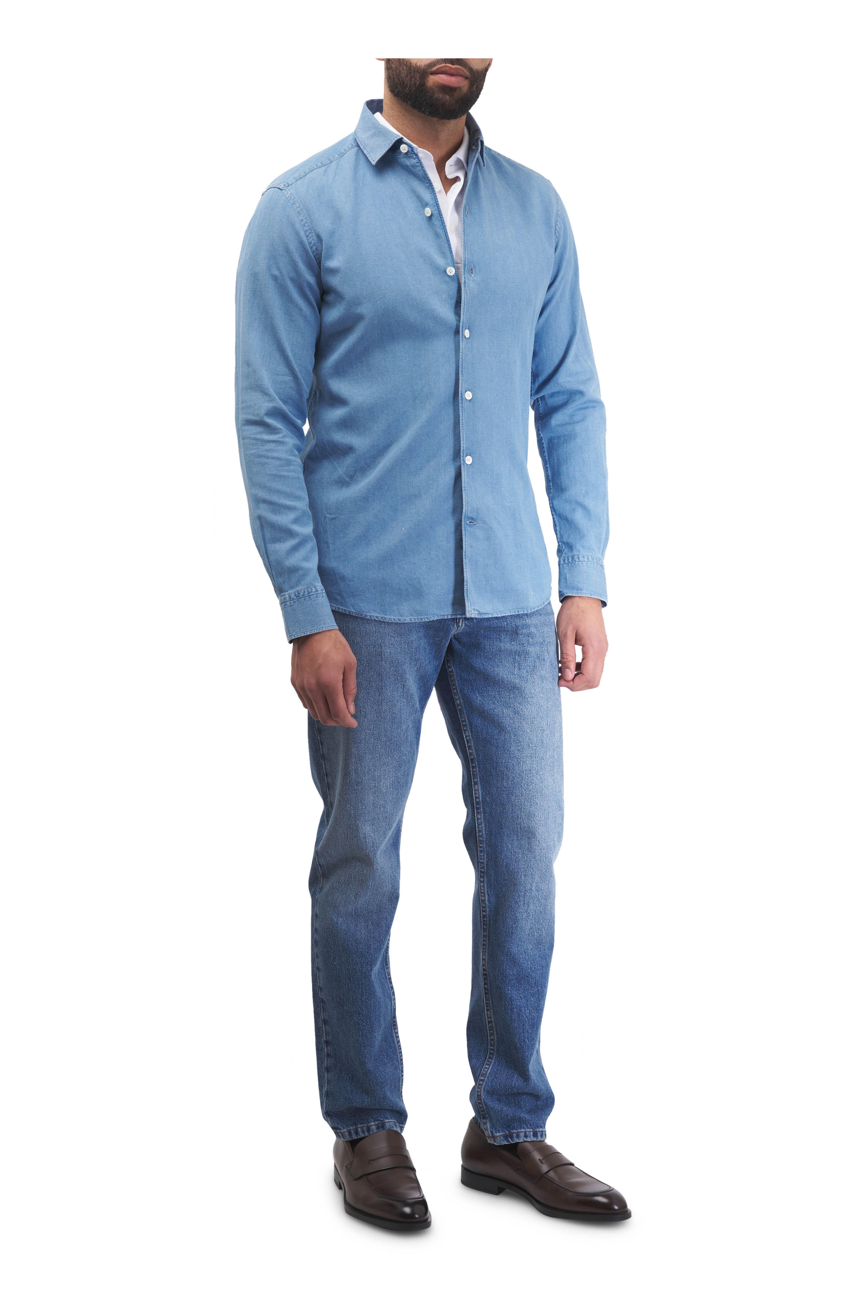 Zegna - Denim Cotton & Linen Sport Shirt