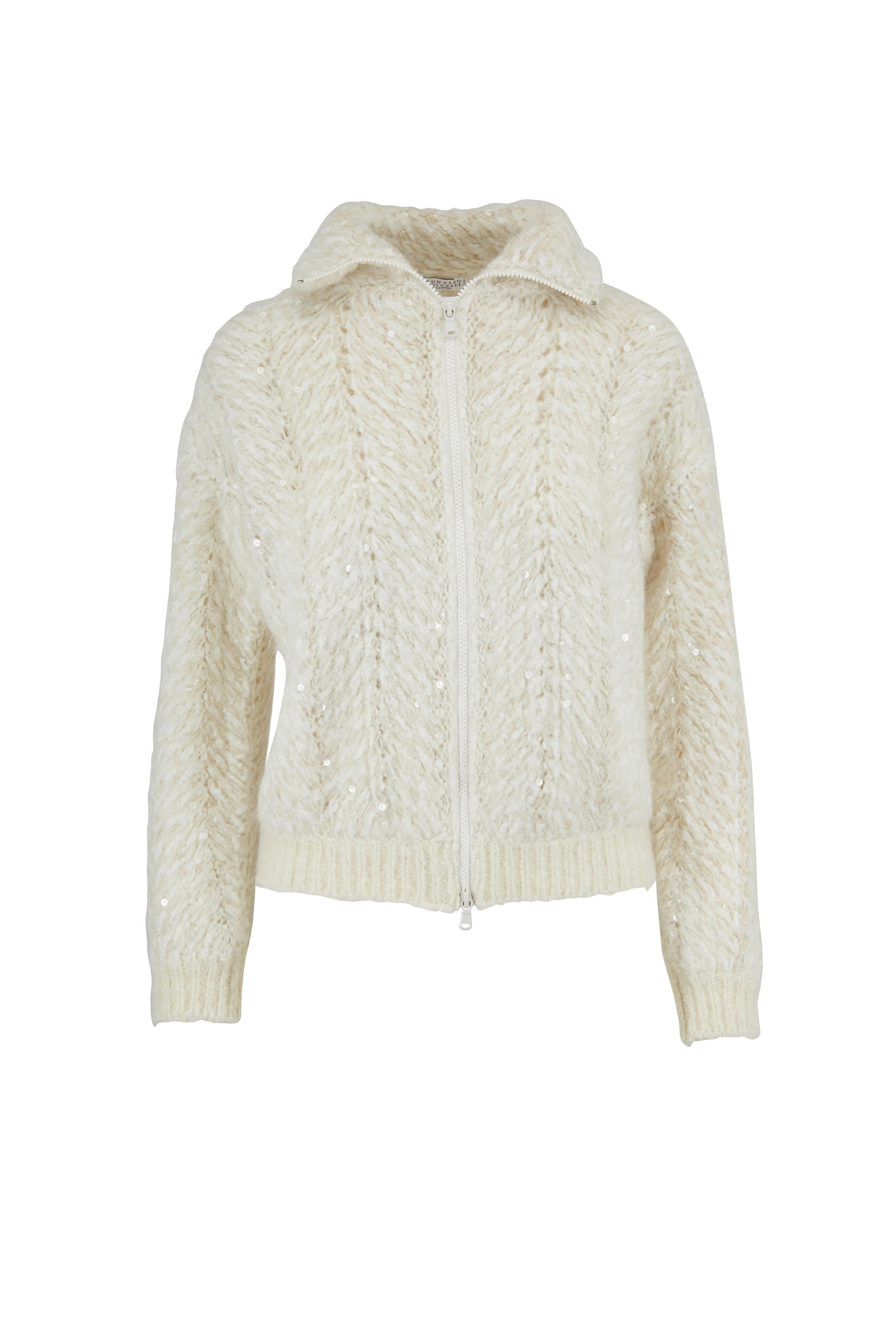 Brunello Cucinelli - Pearl Cashmere & Mohair Macro Piallette Cardigan