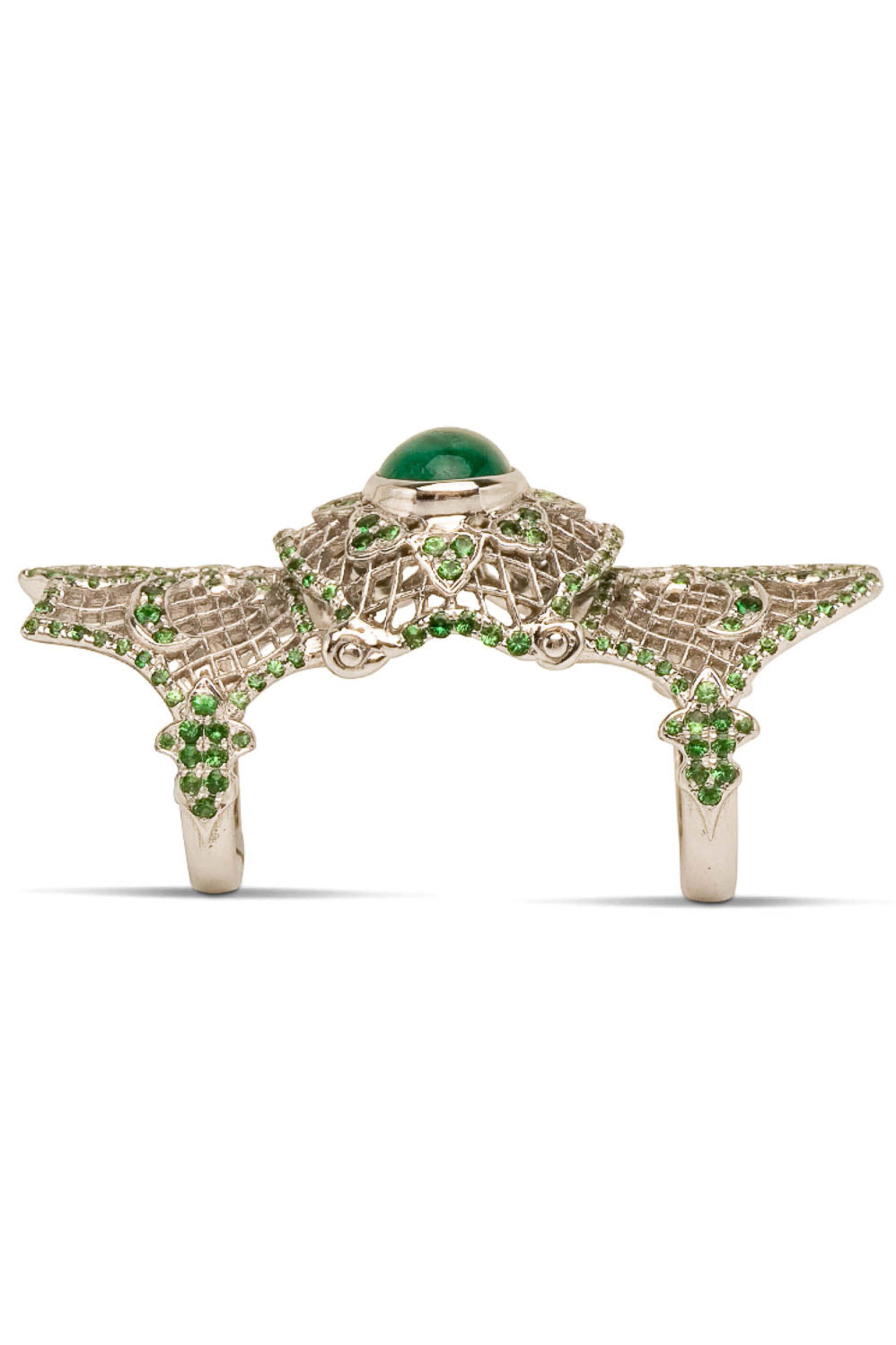 Loree Rodkin - Emerald Fleur de Lis Finger Ring