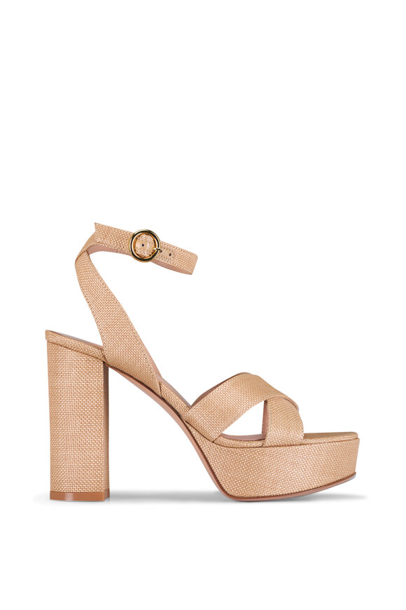 Gianvito Rossi Sabrina Haiti Lino Platform Sandal - view 4