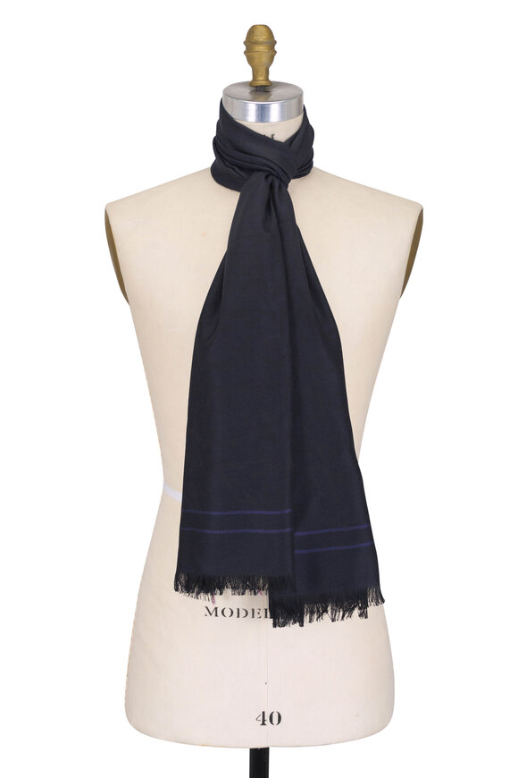 Brunello Cucinelli - Light Gray Ribbed Cashmere Scarf Brunello Cucinelli - Light Gray Ribbed Cashmere Scarf