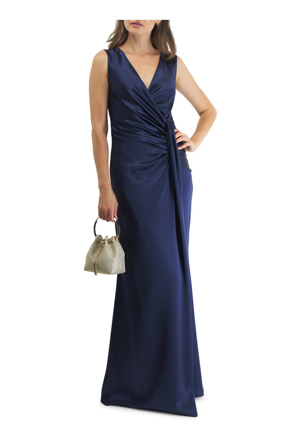 Kiton - Navy Ruched Waist Gown 