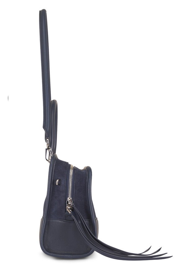 Loewe Small Amazona 180 Deep Navy Suede Top Handle Bag - view 5