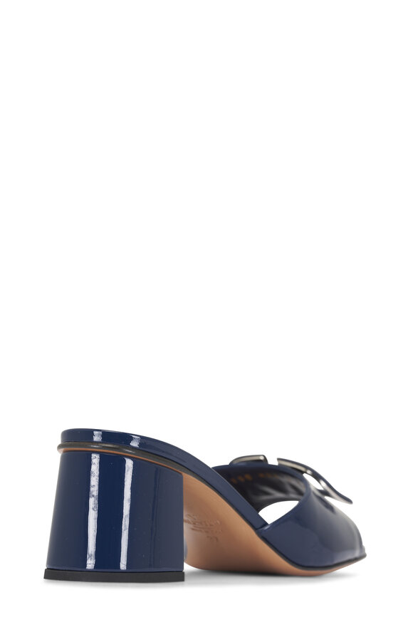 Valentino Garavani Navy Blue Patent Leather VLogo Sandal, 60mm - view 5