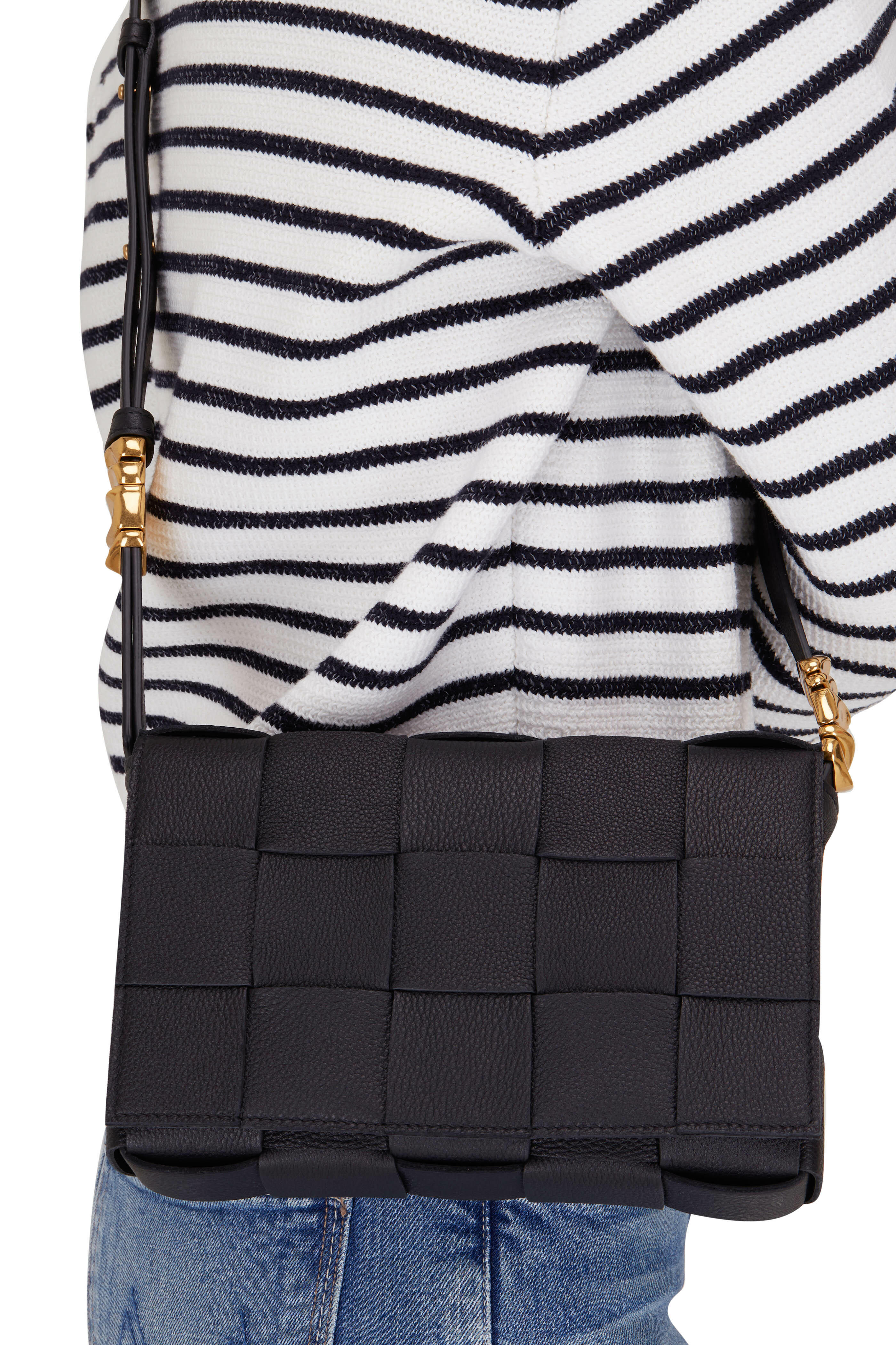 Bottega Veneta - Cassette Black Woven St Germain Bag