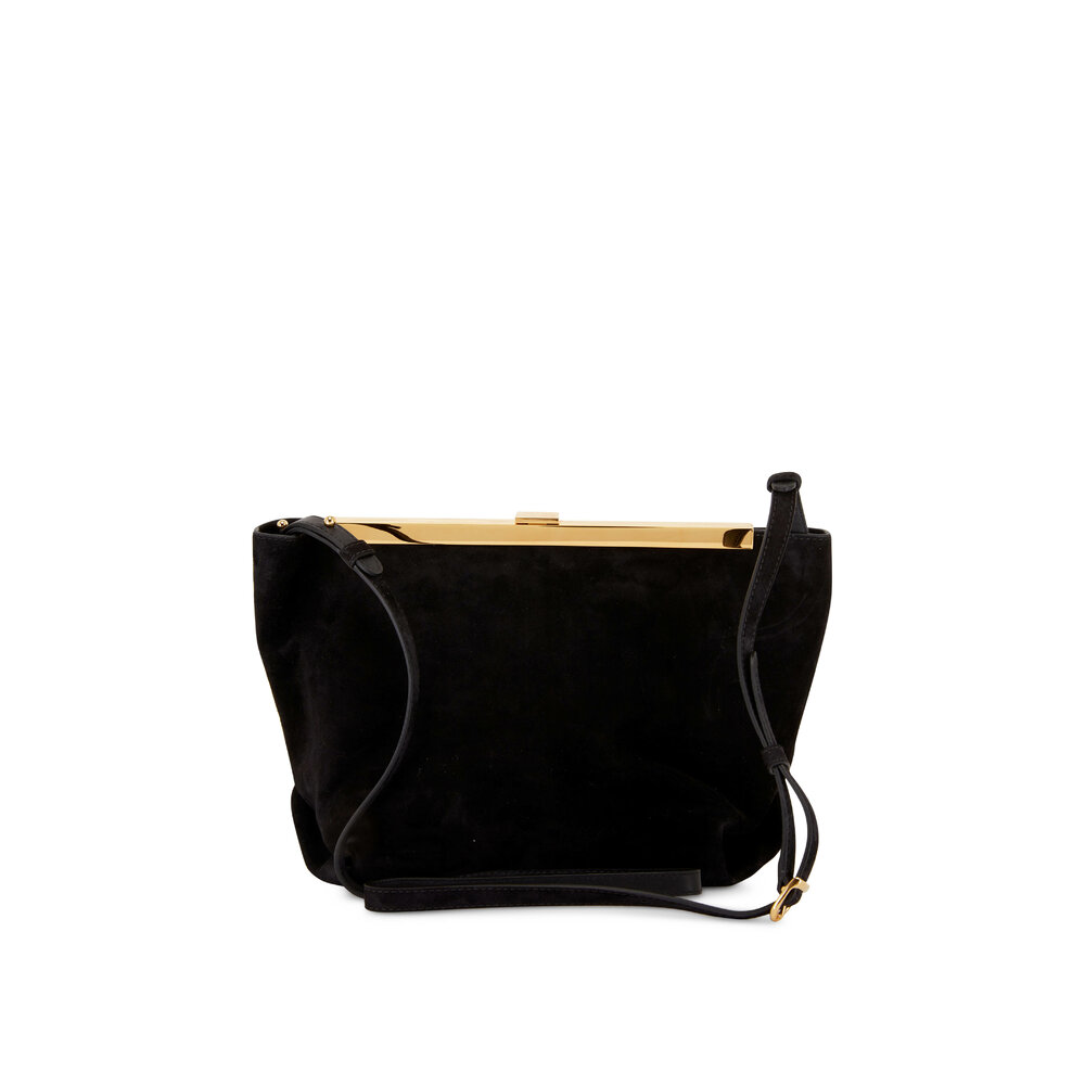 Khaite - Augusta Black Suede Crossbody | Mitchell Stores