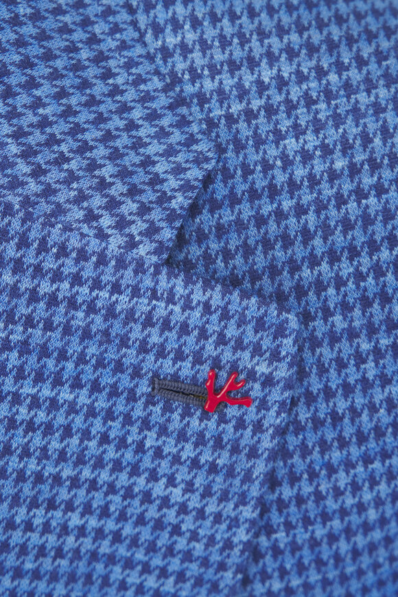 Isaia Blue Houndstooth Wool, Silk & Linen Sportcoat - view 5