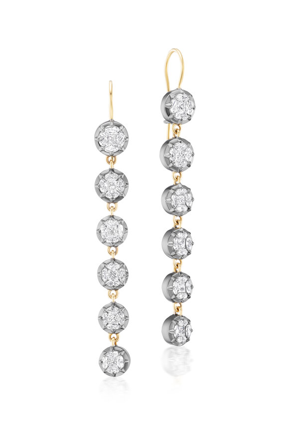 Nam Cho 18k White and Yellow Gold Diamond Drop Earring - view 1