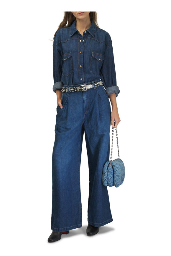 TWP - Greene Street Dark Wash Denim Wide Leg Pant