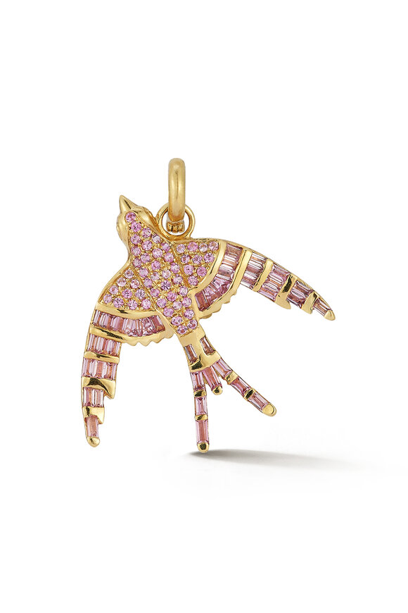 Storrow 14k Gold Pink Sapphire Evelyn Bird Charm - view 1