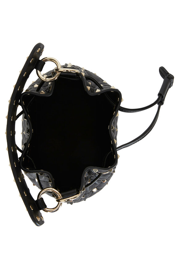Valentino Garavani - Rockstud Black Leather Mini Bucket Bag