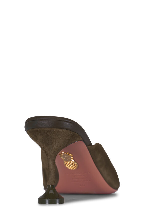 Aquazzura Bisous Moss Green Suede Mule, 65mm - view 5