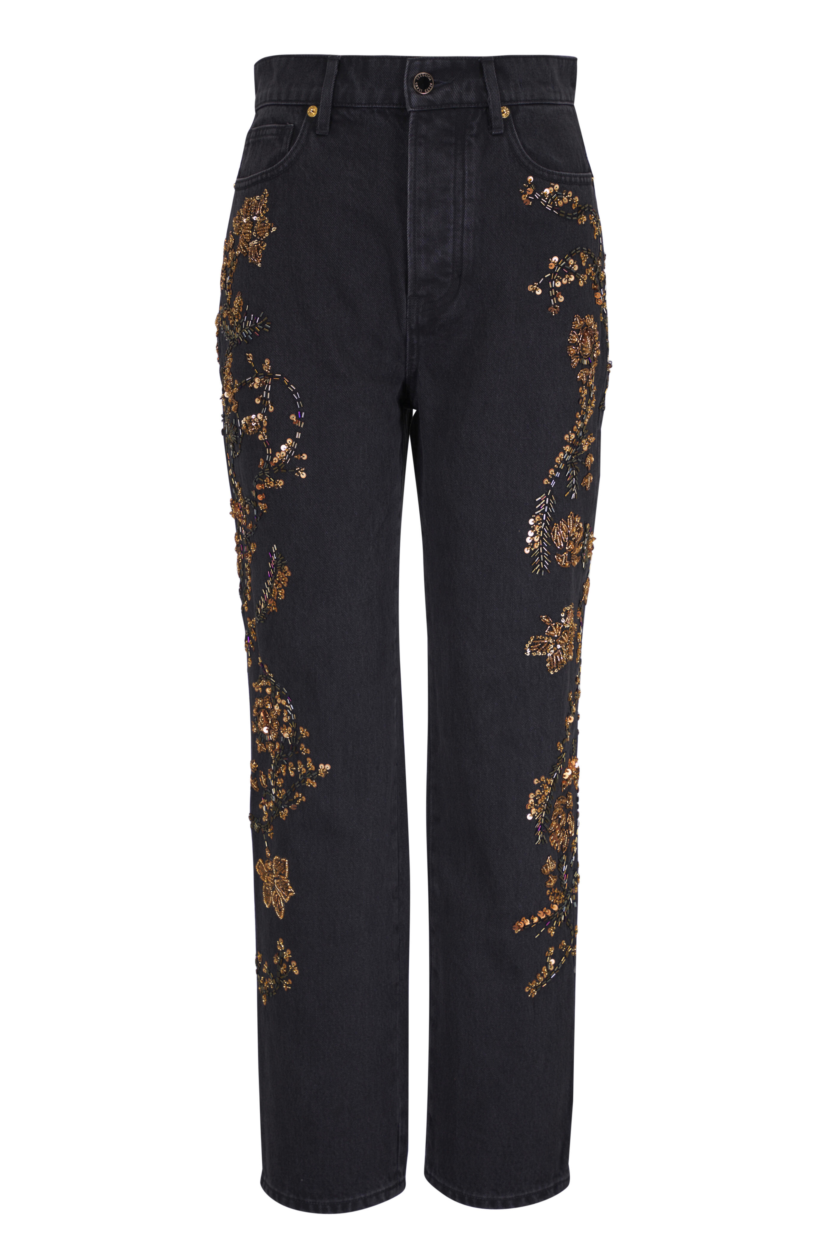 Veronica Beard - Daniela Black Onyx Embellished Straight Leg Jean