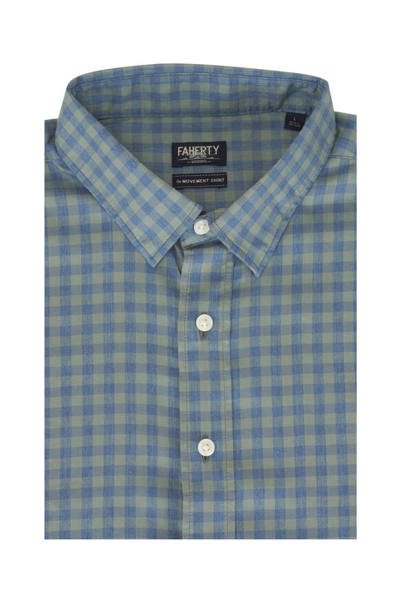 Faherty Brand Movement™ Sage Marine Gingham Sport Shirt