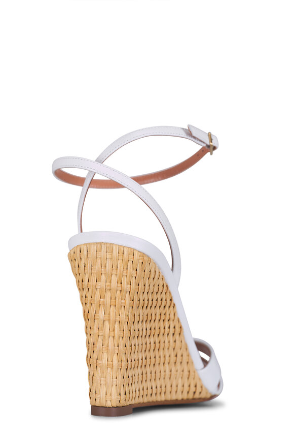 Aquazzura Tati White Leather & Wicker Wedge, 85mm - view 4