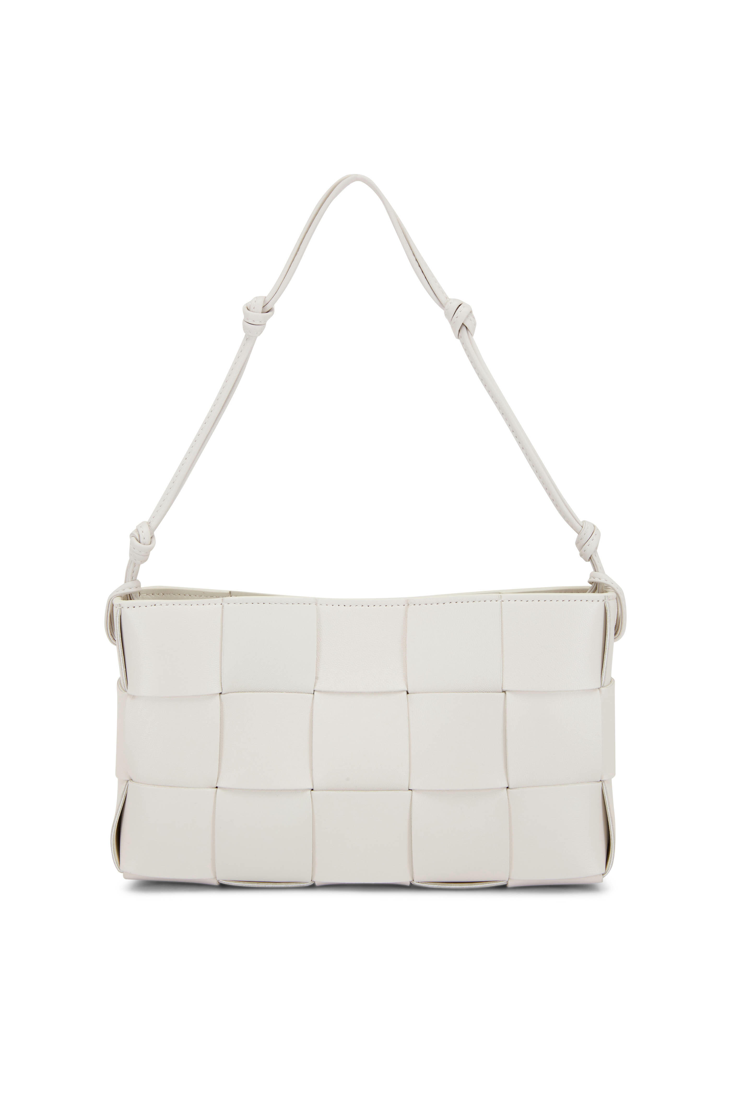 Bottega Veneta - Cassette Pouchette Chalk Woven Shoulder Bag