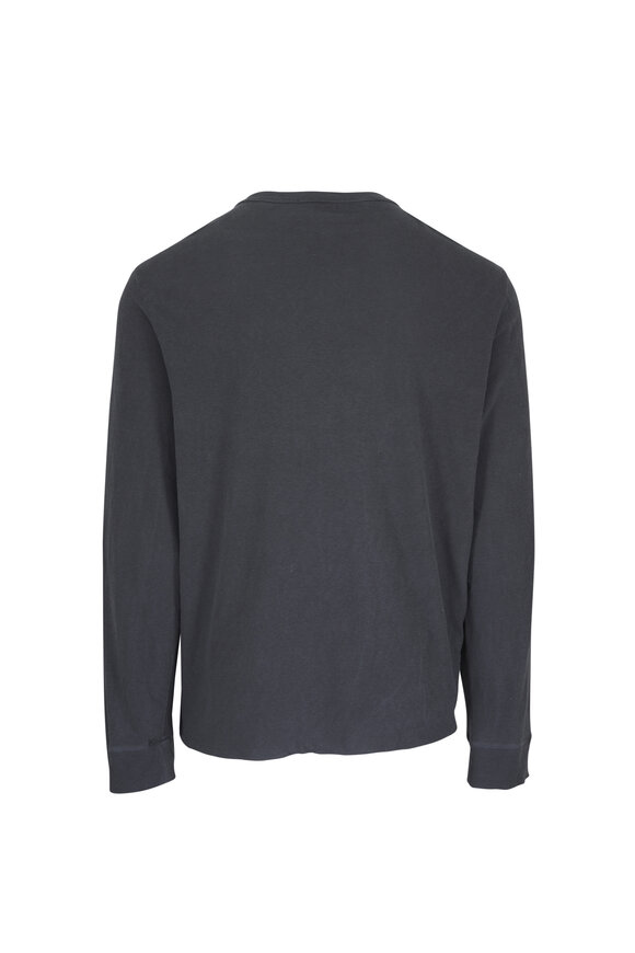 James Perse Blue Noir Cotton Long Sleeve Henley - view 2