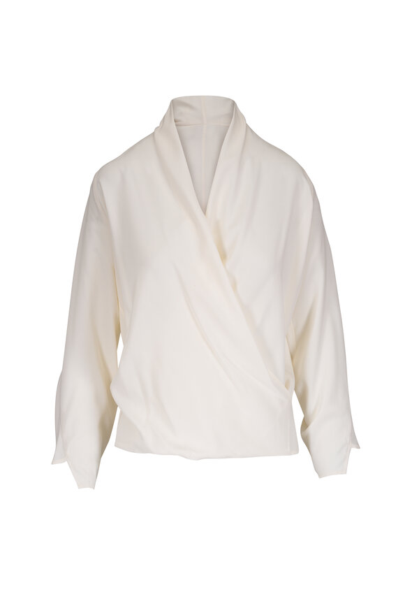 Zero + Maria Cornejo Jazmin White Silk Charmeuse Blouse
