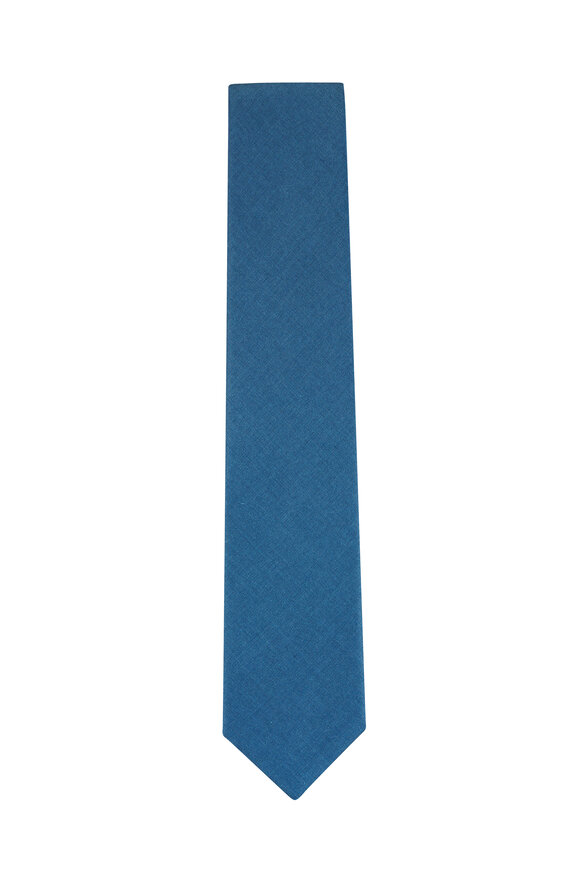 Brioni Zefiro Blue Silk, Cashmere & Linen Necktie - view 1
