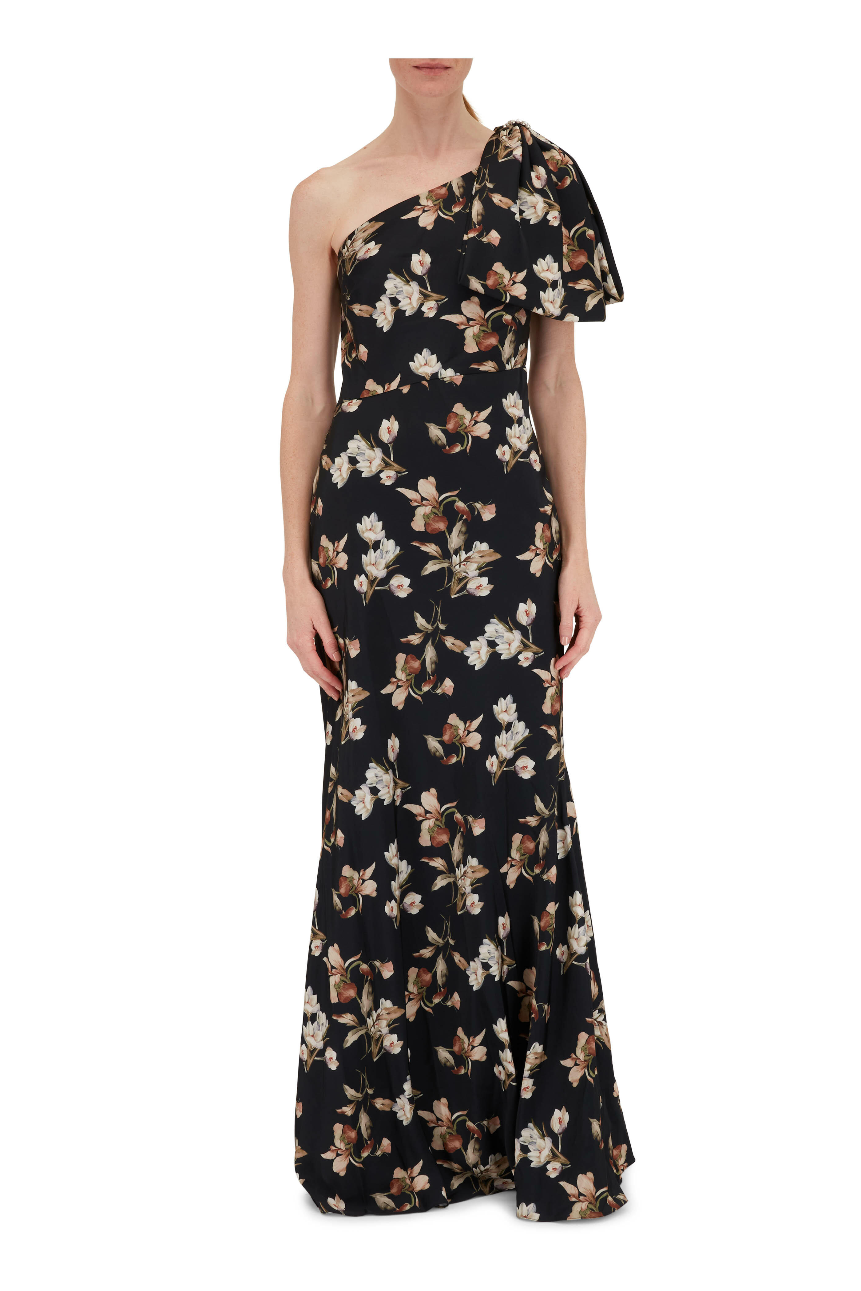 Sachin + Babi - Aubrey One-Shoulder Black Floral Gown