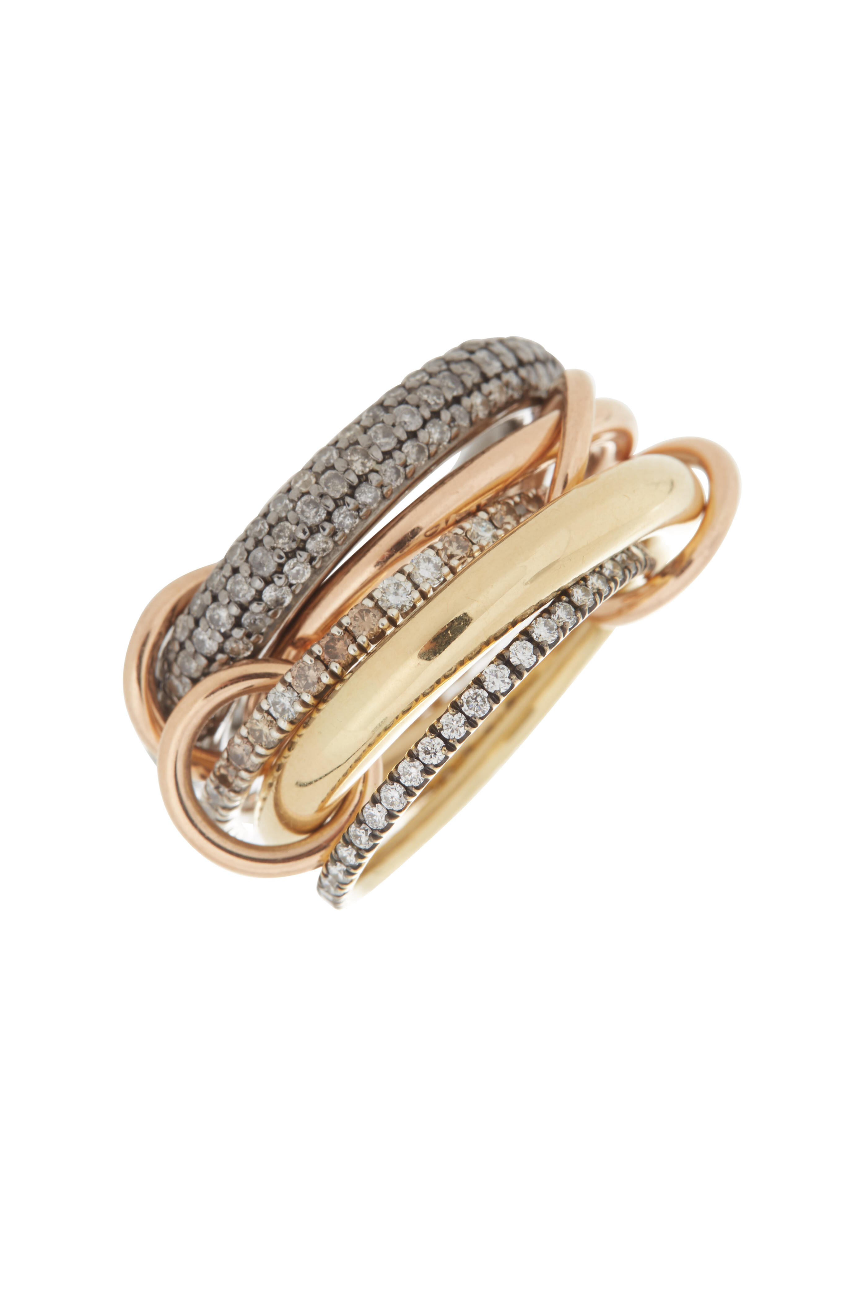 Spinelli Kilcollin - 18K Yellow & Rose Gold Plexus Pavé Link Rings