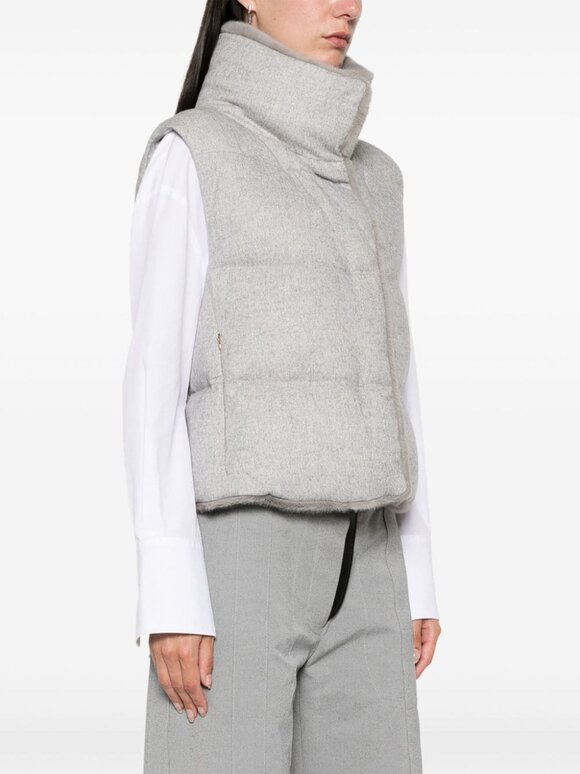 Herno - Pearl Gray Silk & Cashmere Quilted Vest