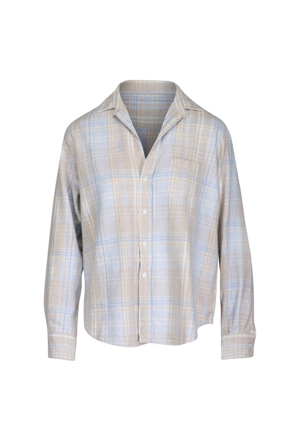 Frank & Eileen Eileen Beige & Baby Blue Relaxed Button-Up Shirt