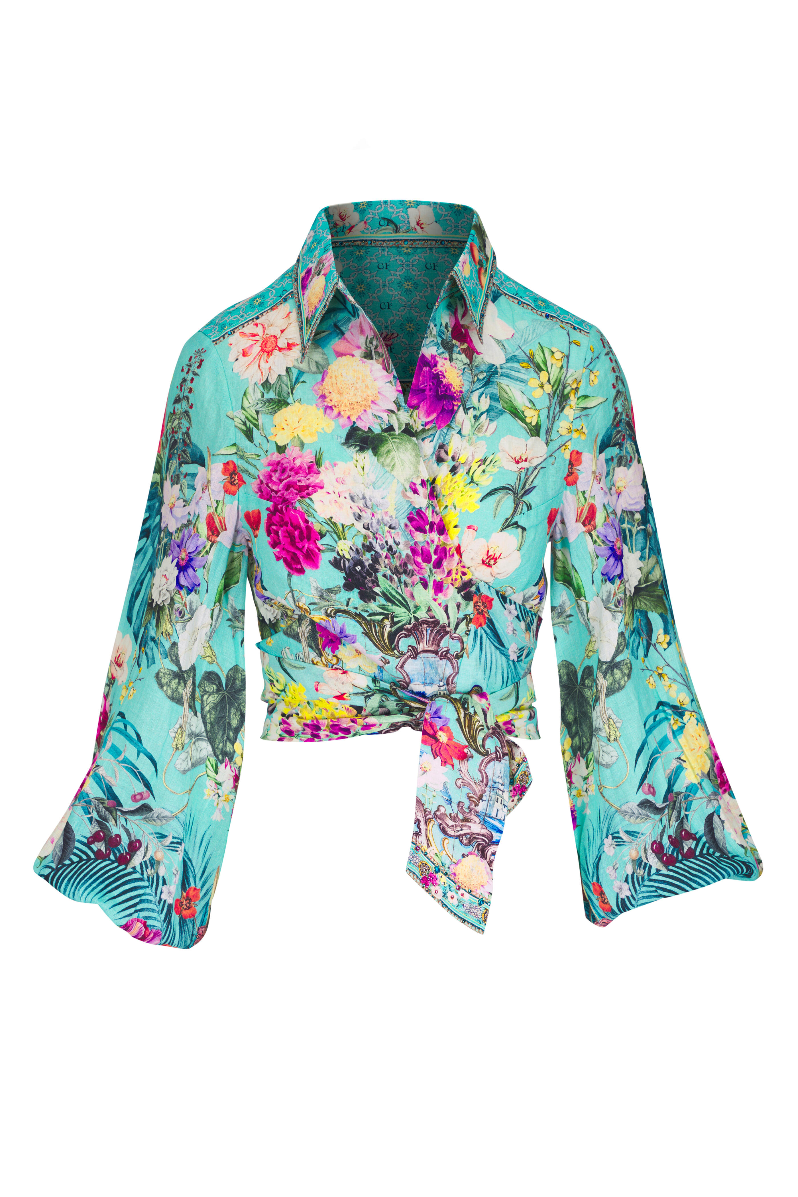 Camilla - Gardens of Queluz Cropped Wrap Shirt | Mitchell Stores Camilla - Gardens of Queluz Cropped Wrap Shirt | Mitchell Stores