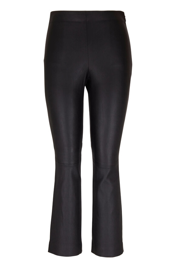 Vince - Black Leather Stretch Cropped Flare Pant